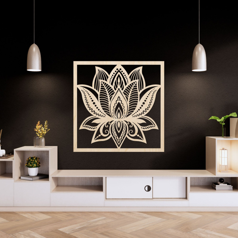 Mandala lotosový kvet na stenu dizajn štvorec - ALAKSTRA
