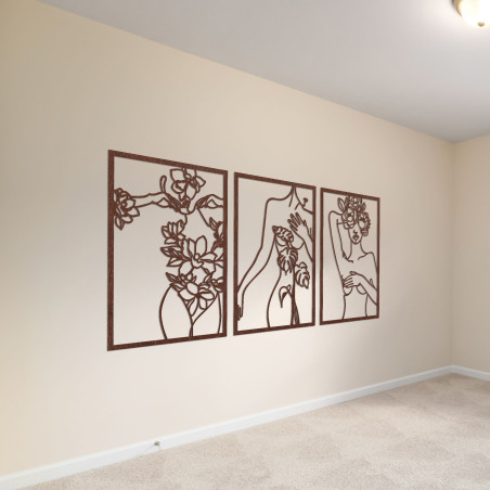 Moderný obraz žien s kvetmi trojdielny set – ELEGANCE