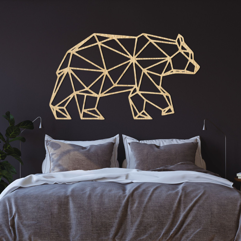 Geometrická drevená dekorácia na stenu medveď - URSUS