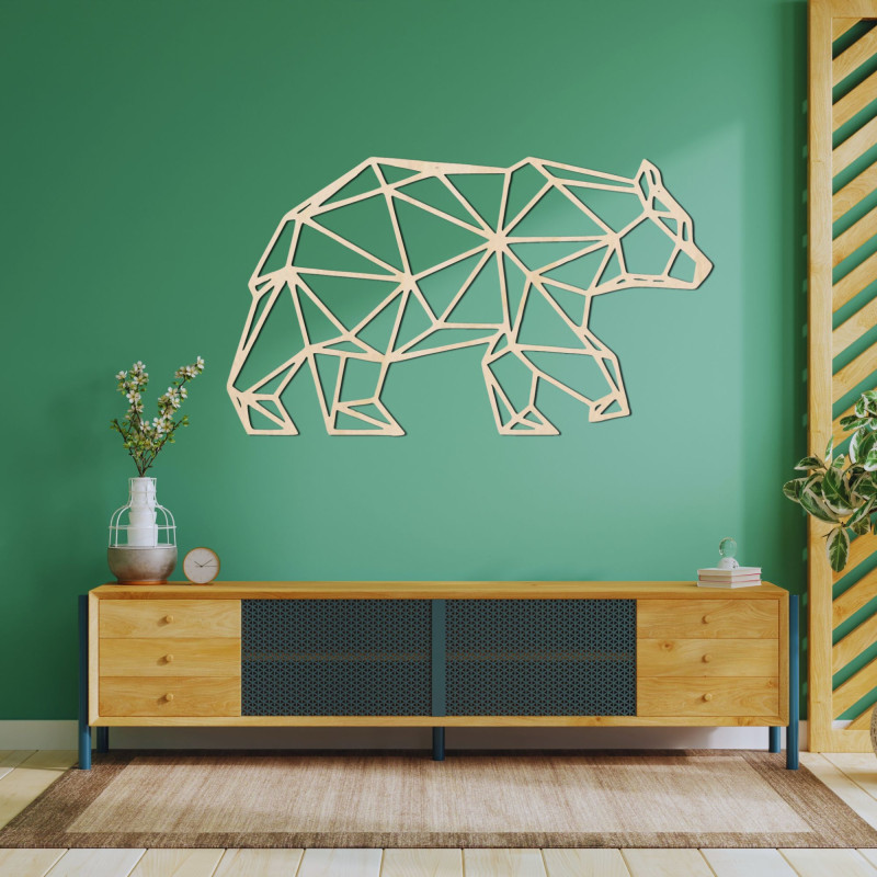 Geometrická drevená dekorácia na stenu medveď - URSUS