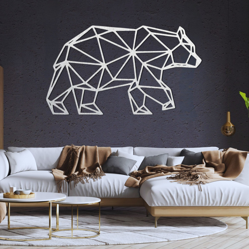 Geometrická drevená dekorácia na stenu medveď - URSUS