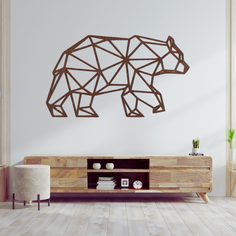 Geometrická drevená dekorácia na stenu medveď - URSUS