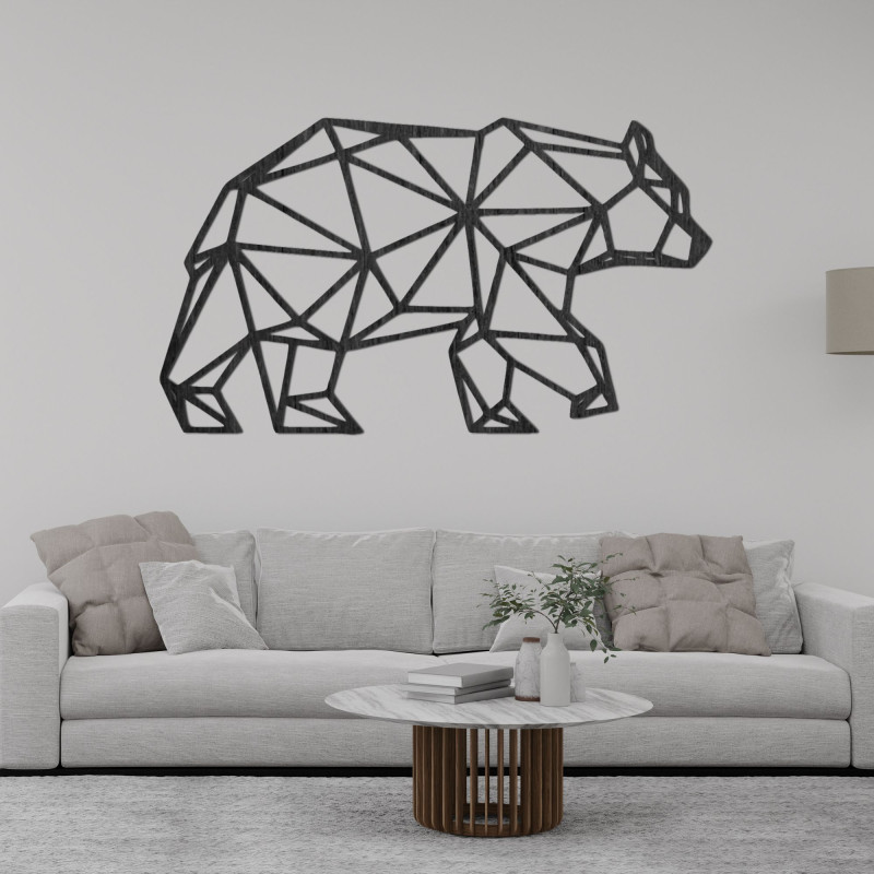 Geometrická drevená dekorácia na stenu medveď - URSUS