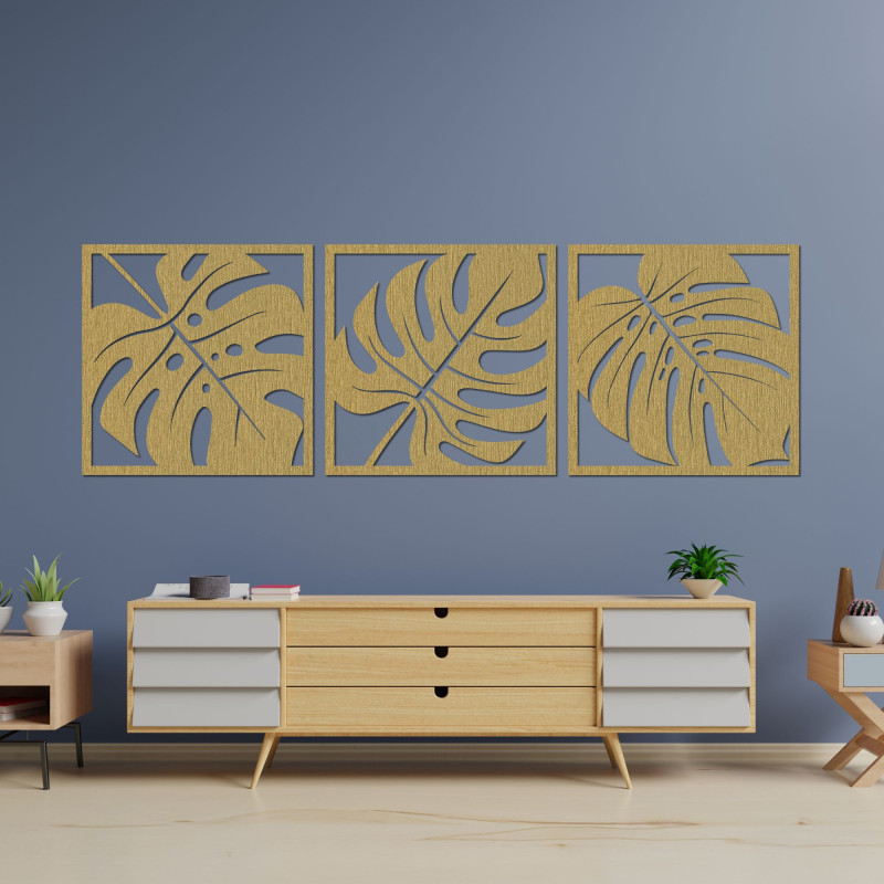 Drevená nástenná dekorácia monstera - SALAS