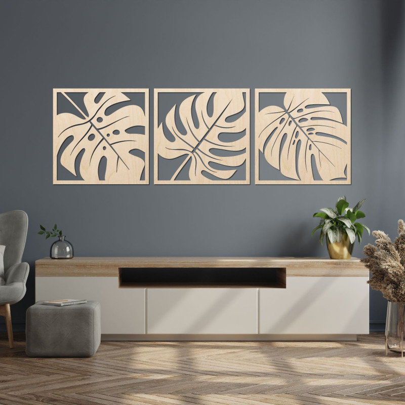 Drevená nástenná dekorácia monstera - SALAS
