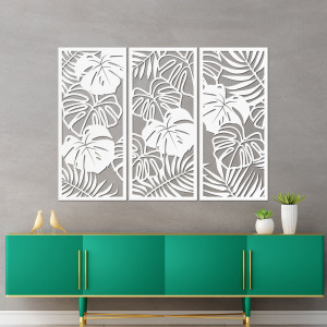 Trojdielny obraz na stenu s listom monstera - TROPICI