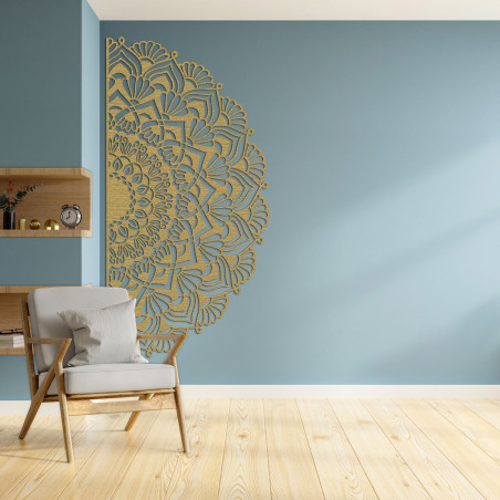 Polovičná drevená mandala na stenu - LUMIS