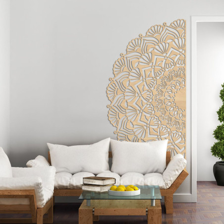 Jedinečná polovičná drevená mandala na stenu - MENSIS