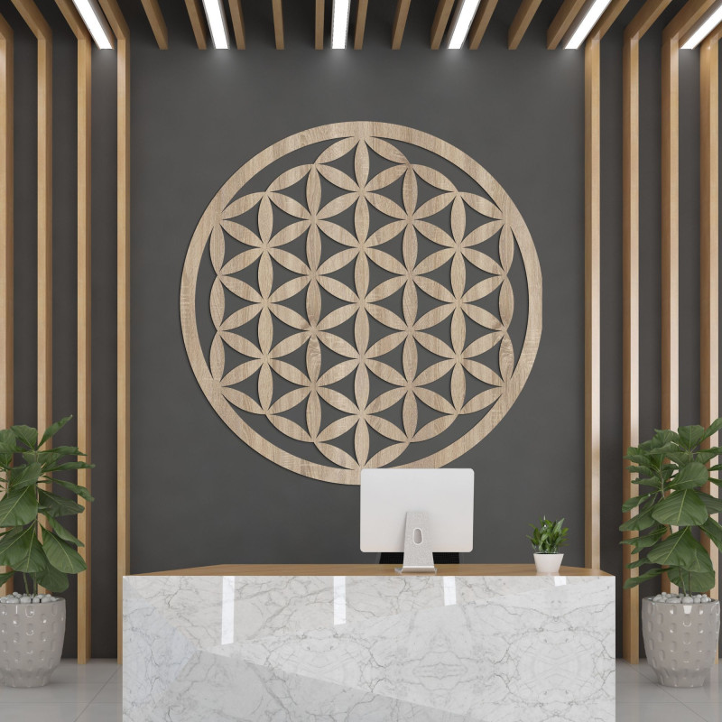 Elegantná vyrezávaná drevená mandala na stenu - FLORUM