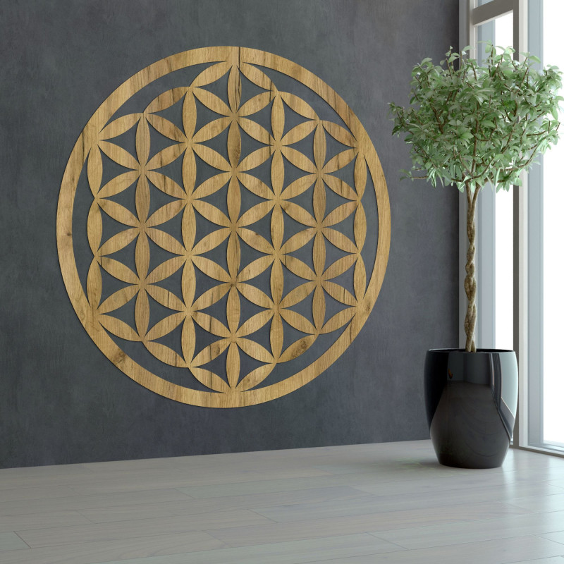 Elegantná vyrezávaná drevená mandala na stenu - FLORUM