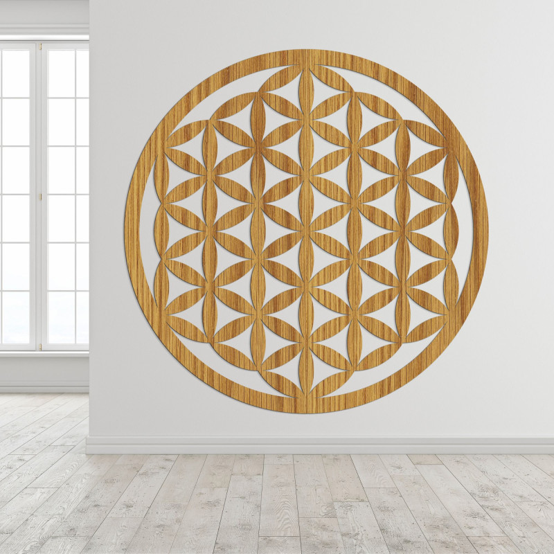 Elegantná vyrezávaná drevená mandala na stenu - FLORUM