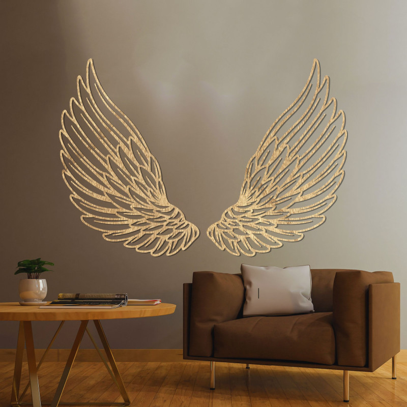 Výnimočná drevená dekorácia na stenu anjelské krídla - ANGELIC