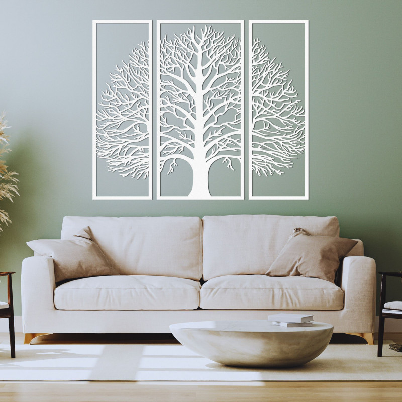 Trojdielna drevená dekorácia na stenu...