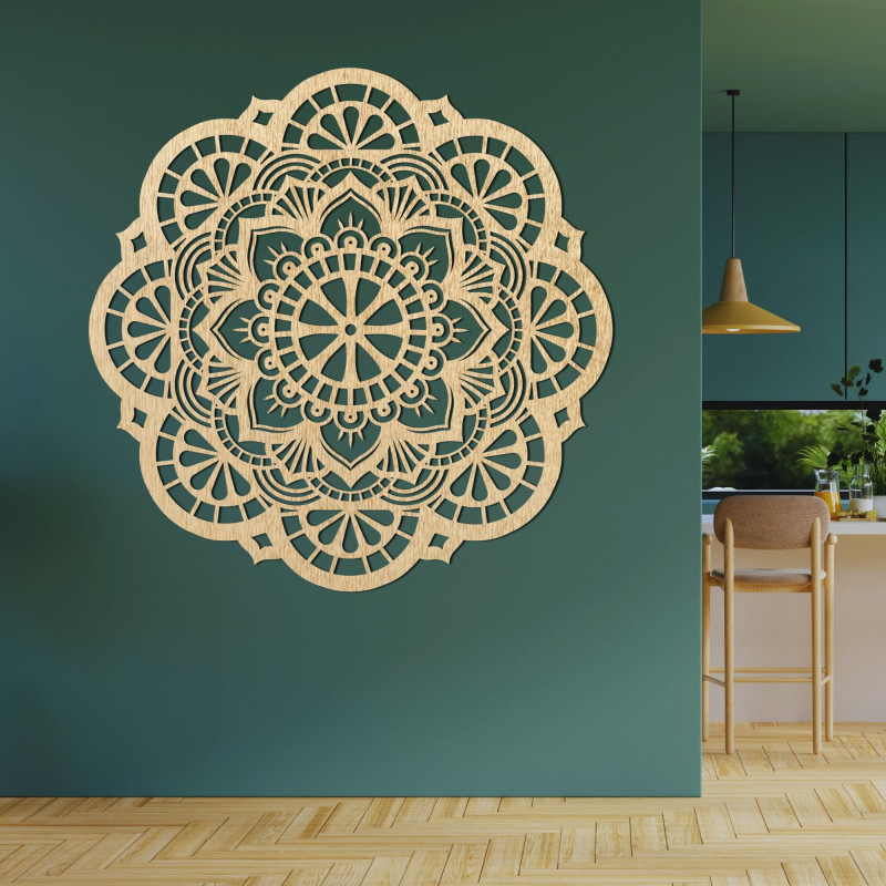 Drevená dekorácia na stenu mandala svetla - LUMINA