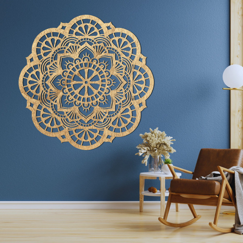 Drevená dekorácia na stenu mandala svetla - LUMINA