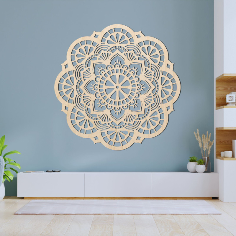 Drevená dekorácia na stenu mandala svetla - LUMINA