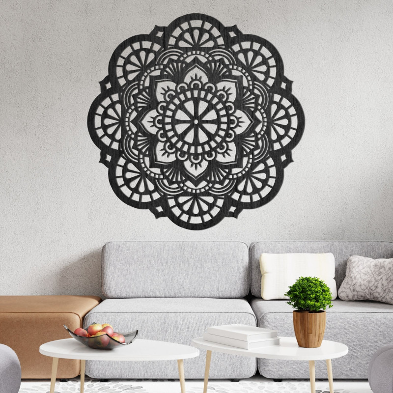 Drevená dekorácia na stenu mandala svetla - LUMINA