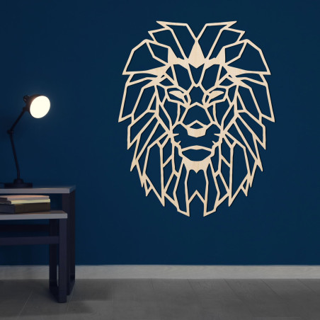 Drevená geometrická dekorácia na stenu silueta leva - LEONIS