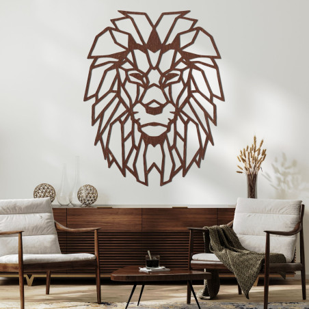 Drevená dekorácia na stenu geometrická silueta leva - LEONIS