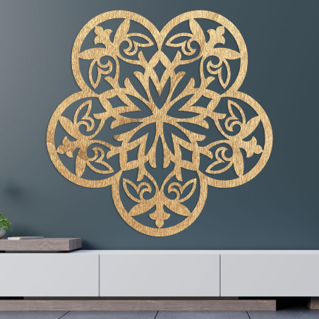 Drevená dekorácia na stenu mandala tichý kvet - FLORIVA