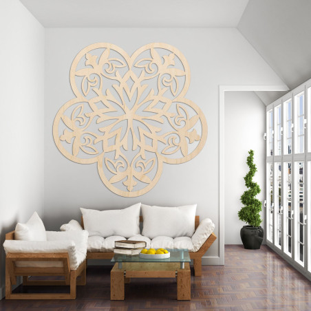 Drevená dekorácia na stenu mandala tichý kvet - FLORIVA