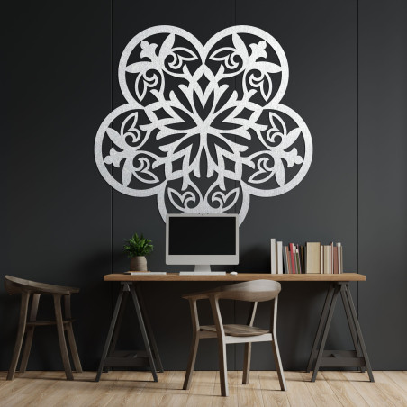 Drevená dekorácia na stenu mandala tichý kvet - FLORIVA