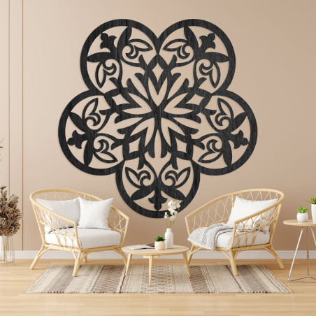 Drevená dekorácia na stenu mandala tichý kvet - FLORIVA