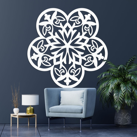 Drevená dekorácia na stenu mandala tichý kvet - FLORIVA