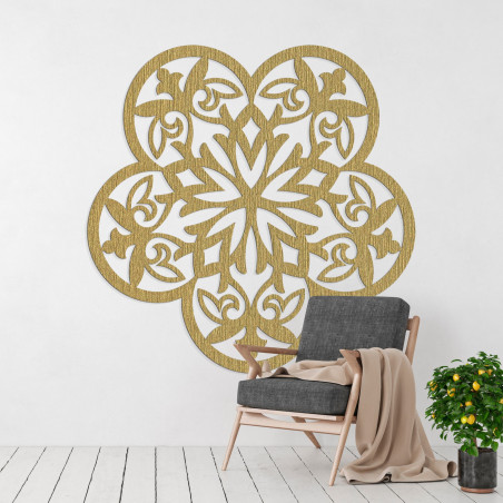 Drevená dekorácia na stenu mandala tichý kvet - FLORIVA