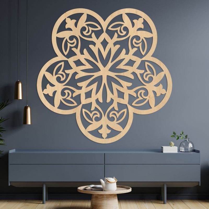Drevená dekorácia na stenu mandala tajomný kvet - AURELIA