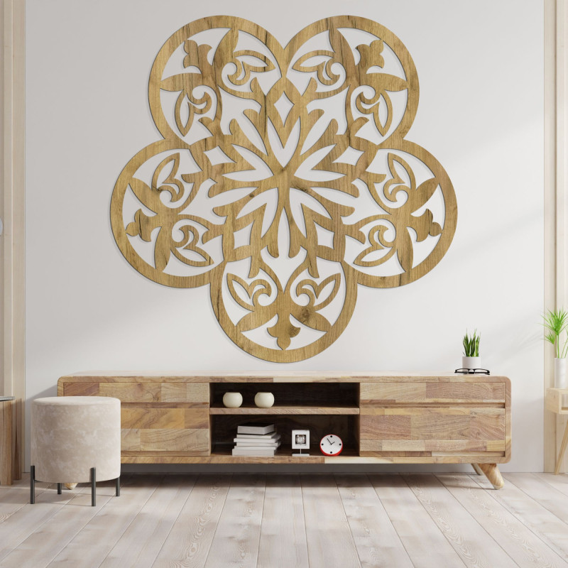 Drevená dekorácia na stenu mandala tajomný kvet - AURELIA