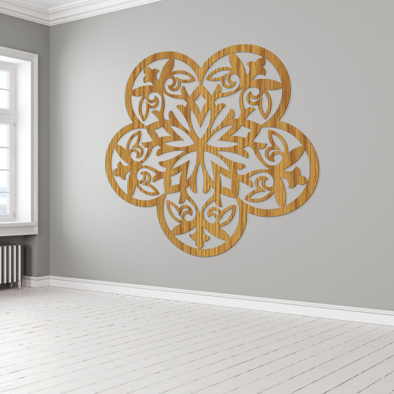 Drevená dekorácia na stenu mandala tajomný kvet - AURELIA