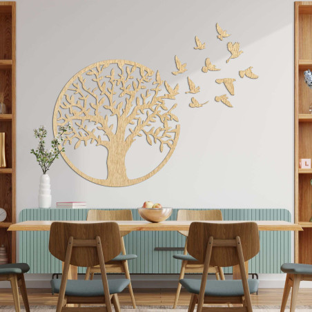 Drevený obraz strom života lietajúce vtáky Drevený obraz strom života lietajúce vtáky