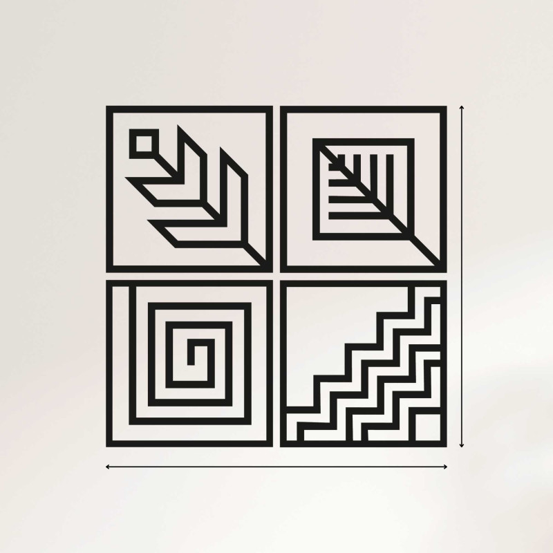 Drevený obraz na stenu štyri elementy - HADUKEN