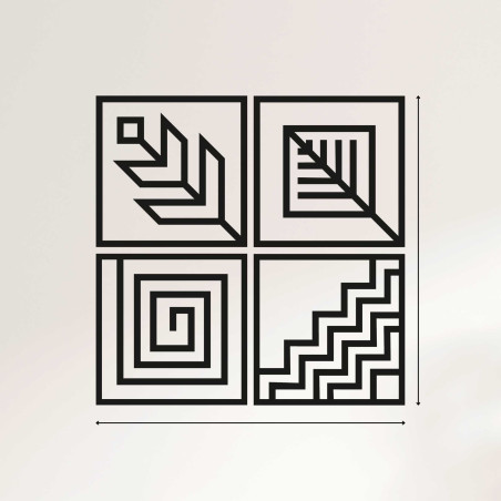 Drevený obraz na stenu štyri elementy - HADUKEN