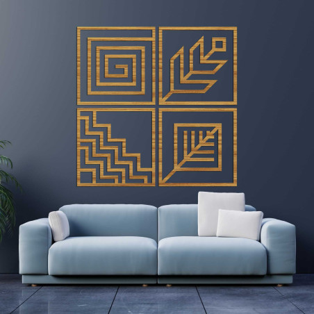 Drevený obraz na stenu štyri elementy - HADUKEN