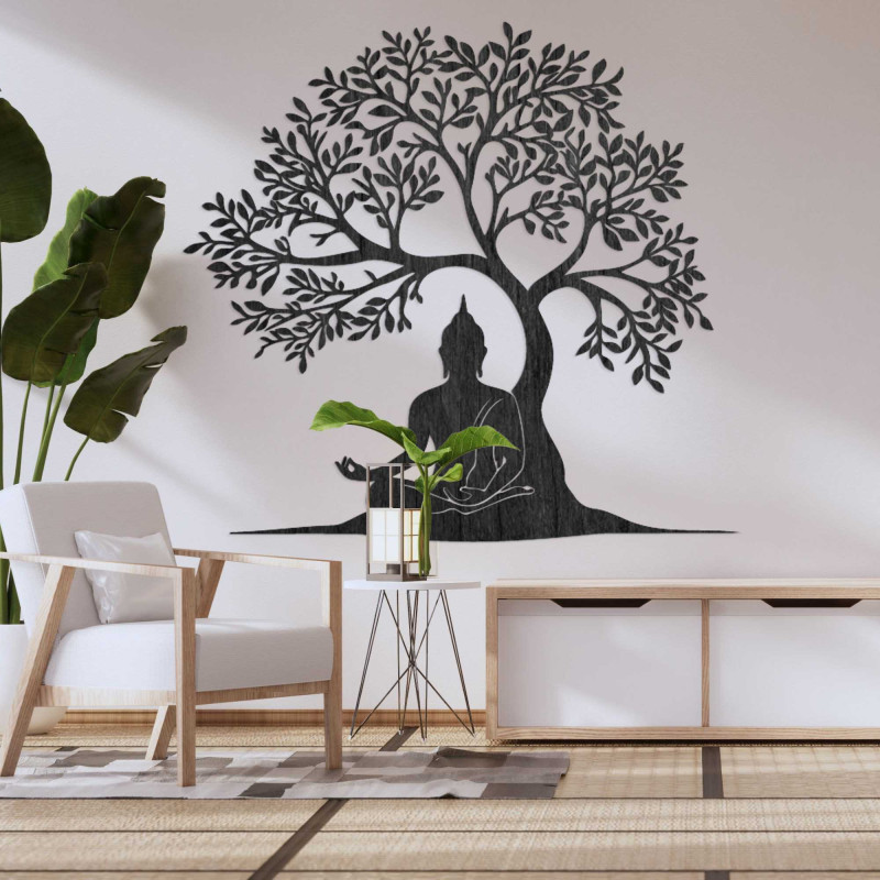 Drevená dekorácia Budha a strom života - MEARNE