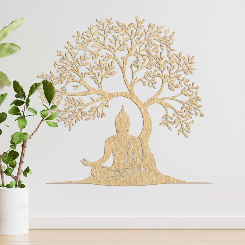 Drevená dekorácia Budha a strom života - MEARNE