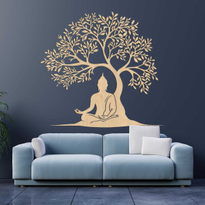 Drevený obraz strom života a Budha - MOTERO 2