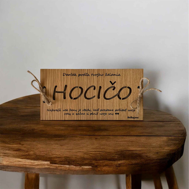 Drevená obálka na peniaze - HOCIČO 20 x 10 cm