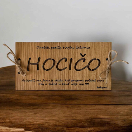 Drevená obálka na peniaze - HOCIČO 20 x 10 cm