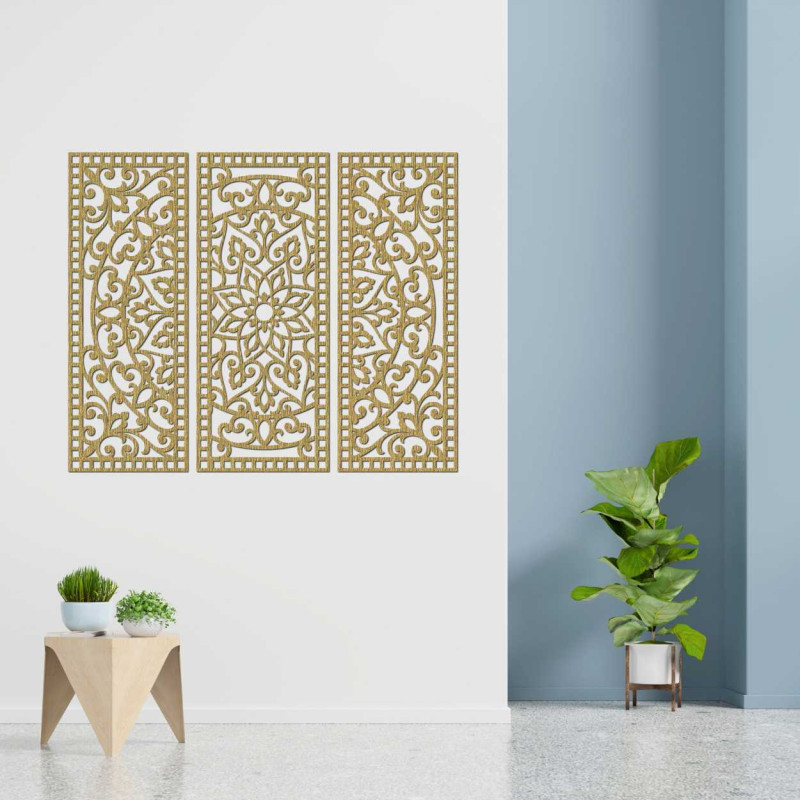 Nástenná dekorácia trojdielny panel mandala -...