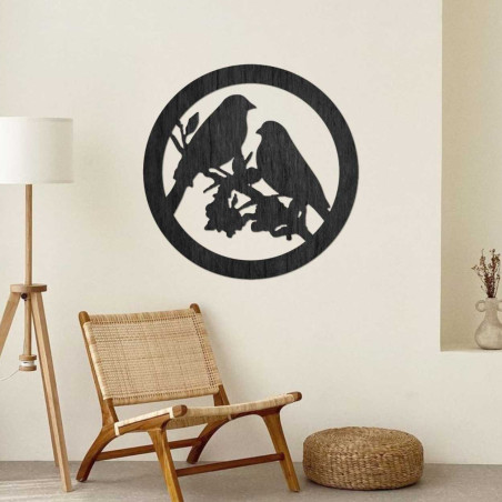 Drevený obraz na stenu vtáky na konári Drevený obraz na stenu vtáky na konári