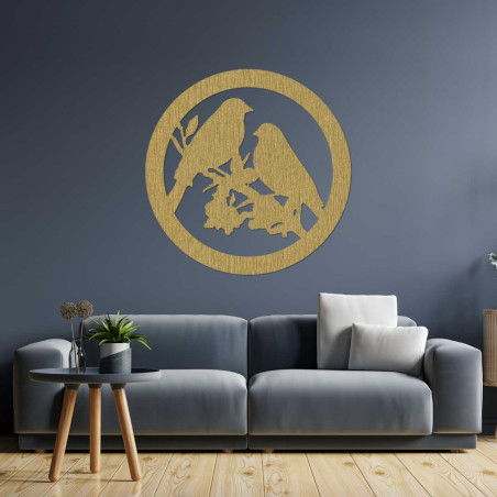 Drevený obraz na stenu vtáky na konári Drevený obraz na stenu vtáky na konári