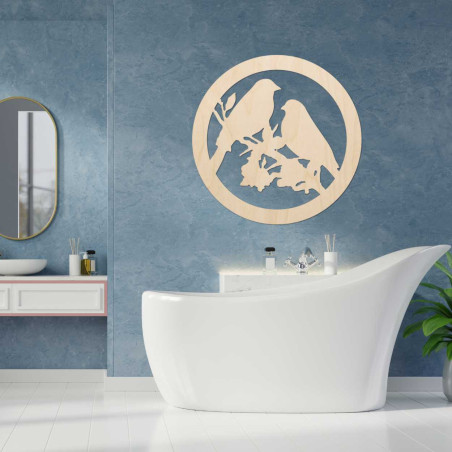 Drevený obraz na stenu vtáky na konári Drevený obraz na stenu vtáky na konári