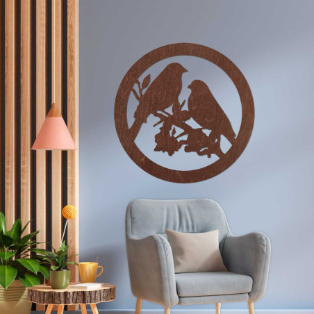 Drevený obraz na stenu vtáky na konári Drevený obraz na stenu vtáky na konári