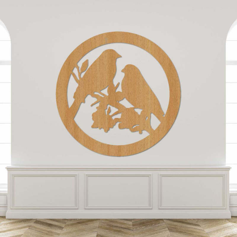 Drevený obraz na stenu vtáky na konáre - AVIAN