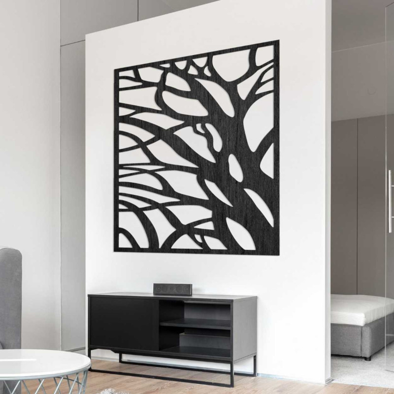 Drevená dekorácia na stenu príroda štvorec - LASLO