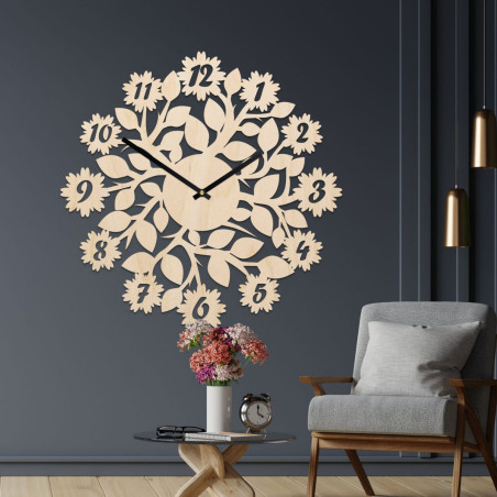 štýlové hodiny s číslami, kvety štýlové hodiny s číslami, kvety