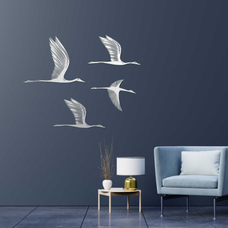 Let vtákov ako nástenný drevený obraz pre moderný interiér Let vtákov ako nástenný drevený obraz pre moderný interiér